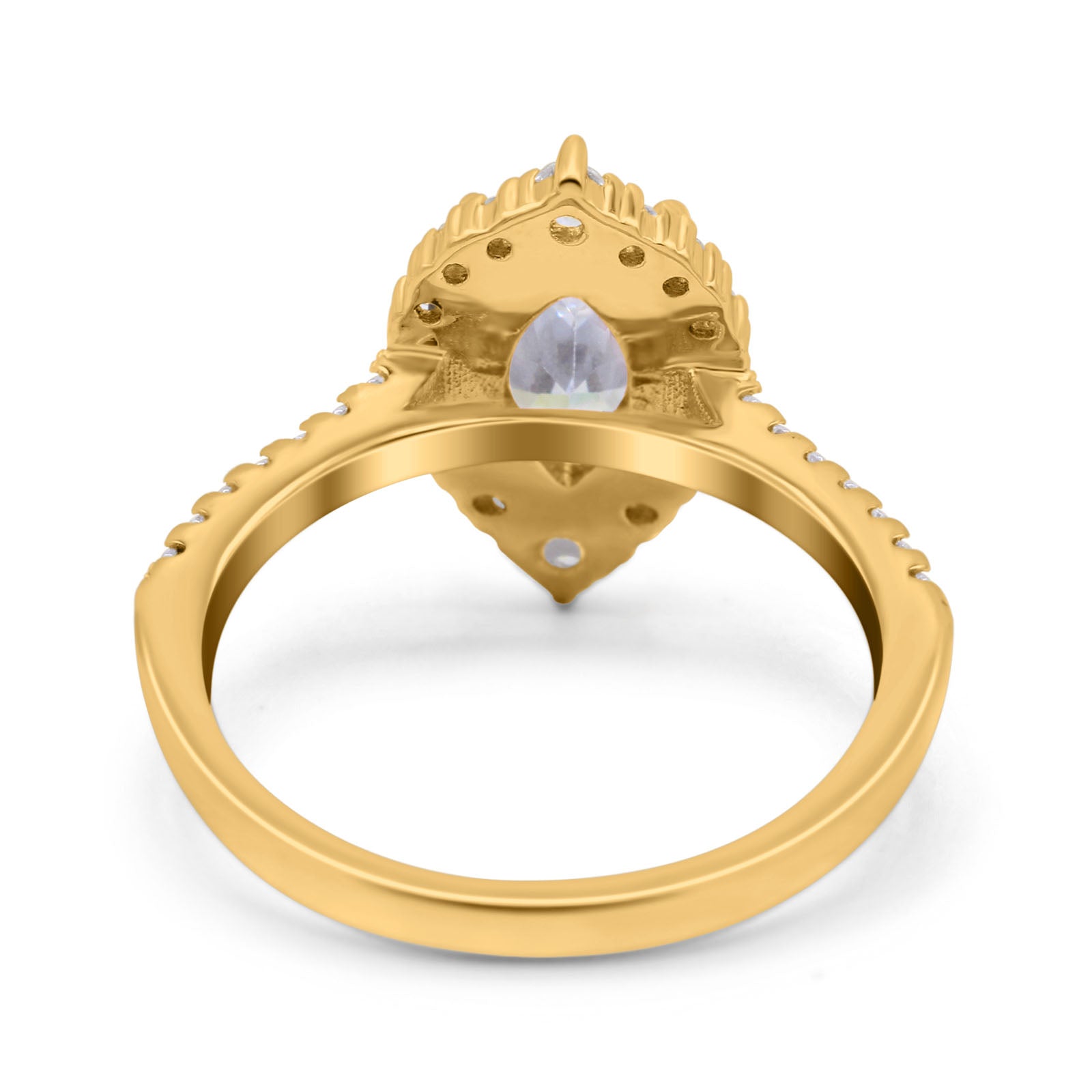 14K Gold Halo Marquise Shape Simulated Cubic Zirconia Art Deco Bridal Wedding Engagement Ring