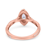 14K Gold Infinity Twist Halo Vintage Marquise Form Simulierter Zirkonia Verlobung Hochzeit Brautring