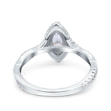 14K Gold Infinity Twist Halo Vintage Marquise Shape Simulated Cubic Zirconia Engagement Wedding Bridal Ring
