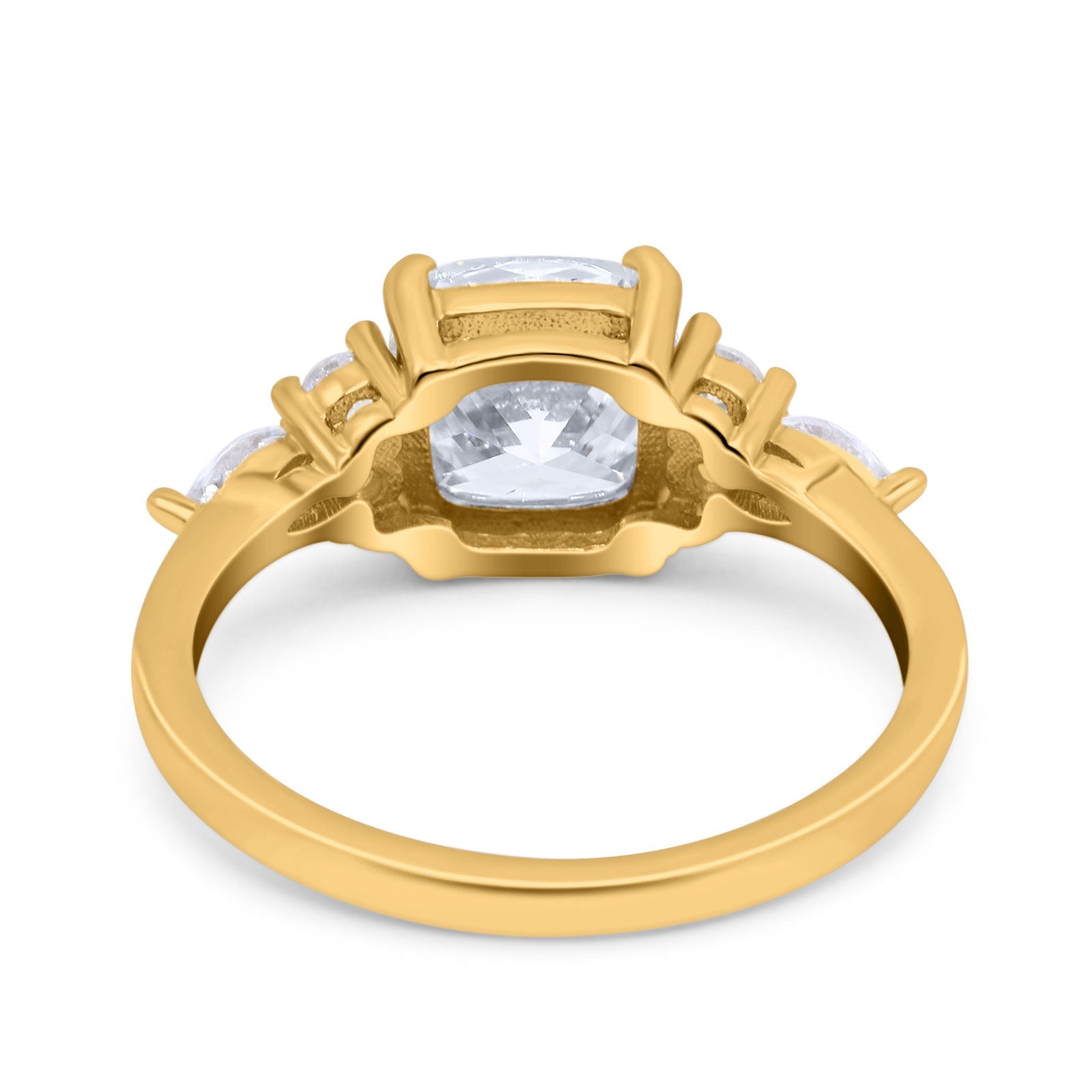 14K Gold Cushion Cut Shape Art Deco Bridal Wedding Engagement Ring Simulated Cubic Zirconia