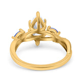 14 Karat Gold, Marquise-Form, Infinity-Twist, blauer Saphir, künstlicher Zirkonia, Art-Deco-Verlobungs-Ehering