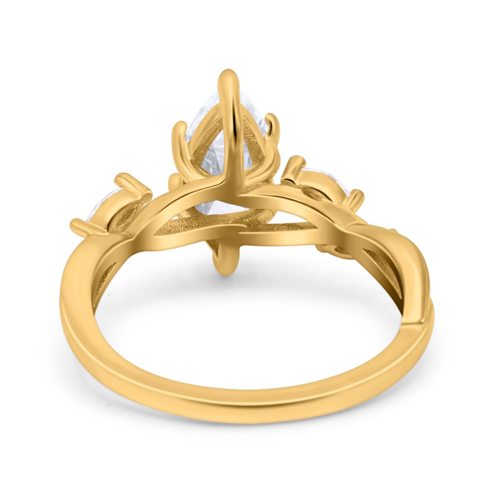 14K Gold Infinity Twist Marquise Shape Art Deco Simulated Cubic Zirconia Engagement Wedding Bridal Ring