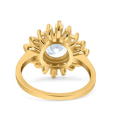 14K Gold Art Deco Hochzeit Brautring Baguette Runde Form simulierter Zirkonia