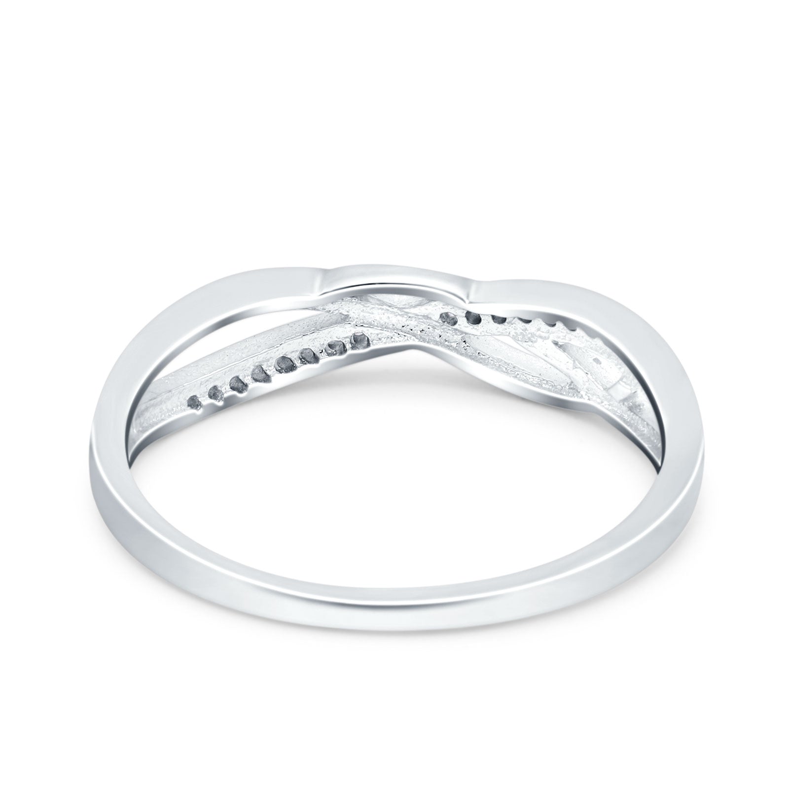 14K Gold Round Shape Infinity Twisted Half Eternity Simulated CZ Wedding Engagement Ring