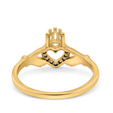 14K Gold Herz Claddagh Art Deco Ewigkeits-Ehering simulierter Zirkonia