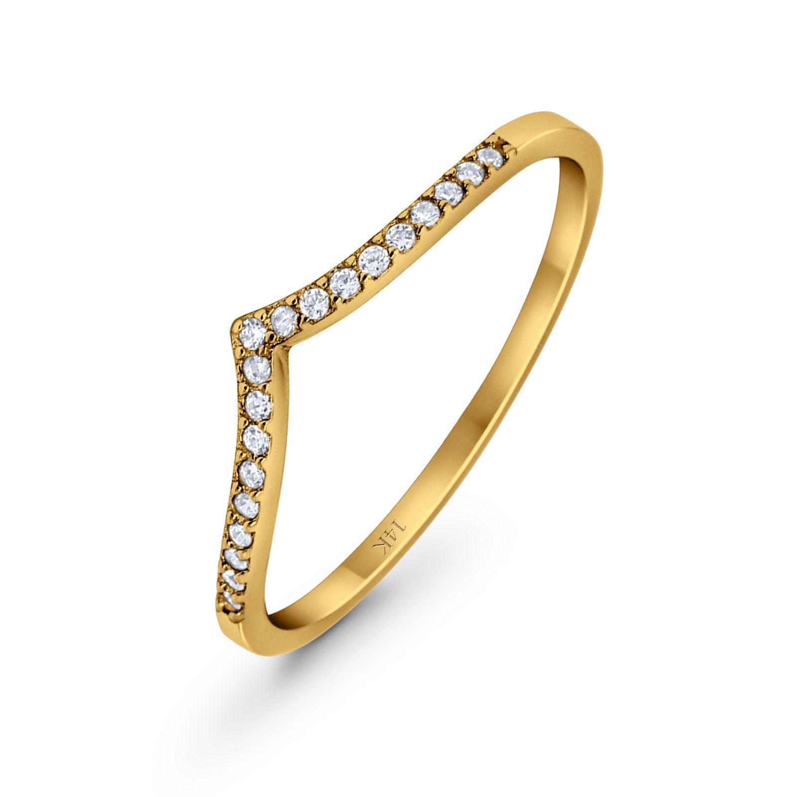14K Gold Round Shape Simulated Cubic Zirconia Eternity Wedding Band Ring