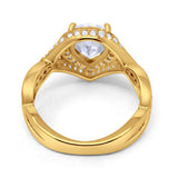 Tropfenförmiger, birnenförmiger Braut-Hochzeits- und Verlobungsring aus 14 Karat Gold mit künstlichem Zirkonia
