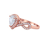 14K Gold Teardrop Pear Shape Art Deco Wedding Ring Simulated Cubic Zirconia