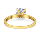 14K Gold Solitaire Round Shape Simulated Cubic Zirconia Wedding Engagement Ring