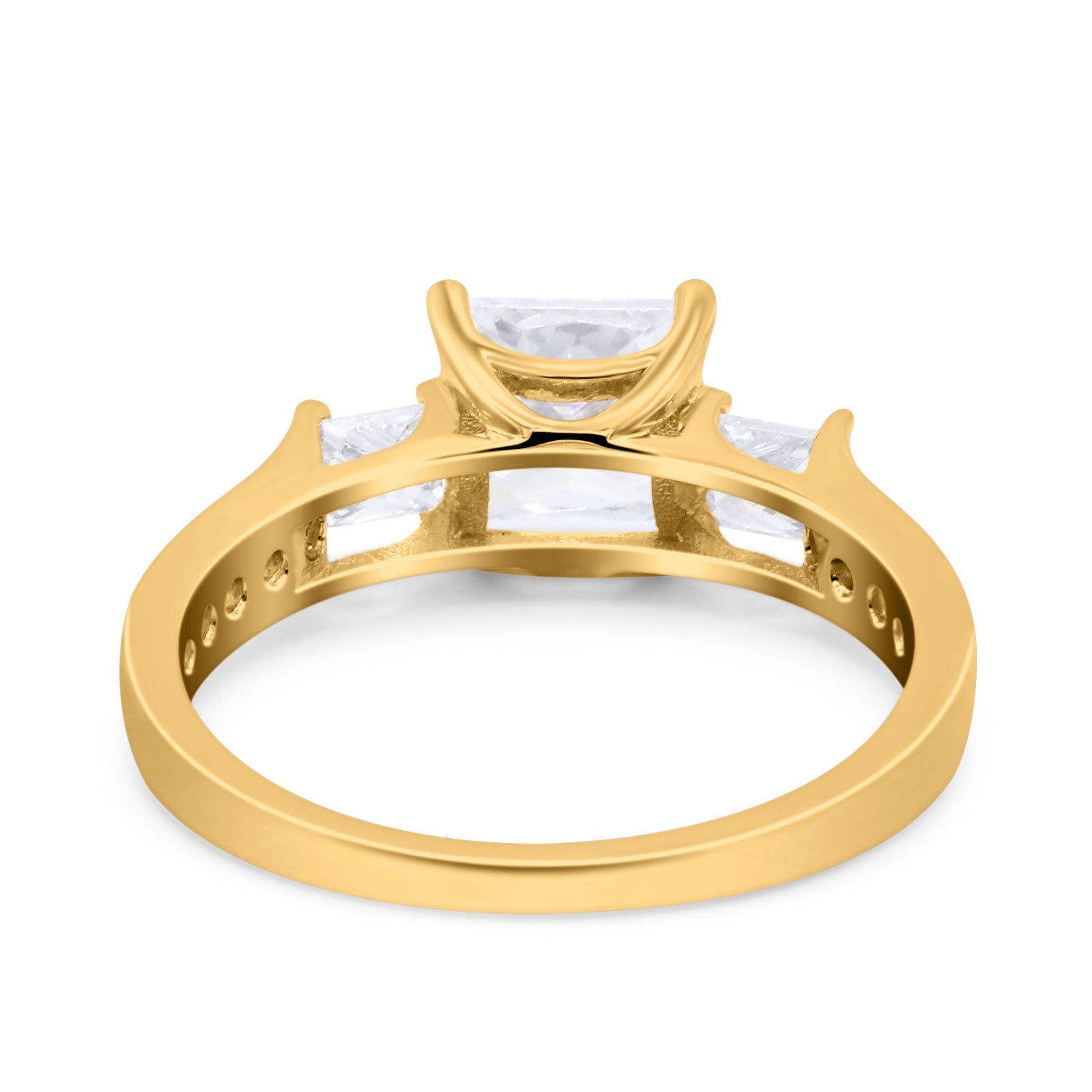 14K Gold Princess Cut Shape Art Deco Bridal Simulated Cubic Zirconia Wedding Engagement Ring