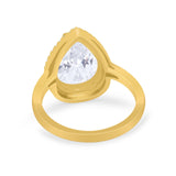 14K Gold Halo Tropfen Birnenform Braut simulierter Zirkonia Hochzeit Verlobungsring
