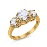 14K Gold runder Braut-Verlobungsring mit simuliertem CZ und drei Steinen