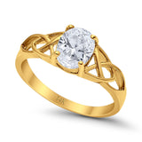 14K Gold Akzent Solitär ovale Form Braut Hochzeit Verlobungsring simulierter Zirkonia