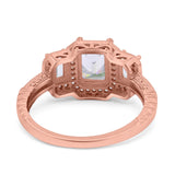 14K Gold Emerald Cut Shape Halo Simulated Cubic Zirconia Bridal Wedding Engagement Ring
