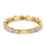 14 K Gold, 0,10 ct, rund, 2,75 mm G SI, halb Ewigkeit, stapelbarer Verlobungs-Ehering mit Diamant