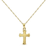 14K Gold 0.09ct Divine Cross Cluster Round Diamond Pendant Chain Necklace 18" Long