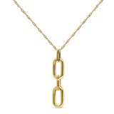 14K Gold 0.03ct Paperclip Drop Necklace Two Tone Round Diamond Pendant 18" Long