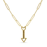 14K Gold 0,25ct Pfeilstil Naturdiamant Anhänger Büroklammer Kette Halskette 18" lang