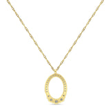 Halskette mit offenem ovalem Anhänger aus 14-karätigem Gold, 0,23 ct, Naturdiamant, 45,7 cm lang