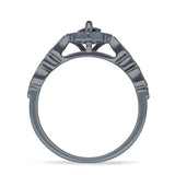 Art-Deco-Verlobungsring Halo Marquise Lab Alexandrit 925 Sterling Silber