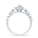 Art Deco Verlobungsring Halo Marquise Naturgrüner Moosachat 925 Sterling Silber