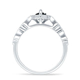 Art-Deco-Verlobungsring Halo Marquise Naturschwarzer Onyx 925 Sterling Silber