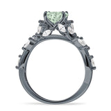 Round Infinity Marquise Vintage Style Floral Ring Natural Green Amethyst Prasiolite 925 Sterling Silver