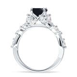 Round Infinity Marquise Vintage Style Floral Ring Natural Black Onyx 925 Sterling Silver