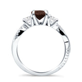 Three Stone Round Natural Chocolate Smoky Quartz Ring 925 Sterling Silver