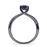 Solitaire Round Split Shank Ring Lab Alexandrite 925 Sterling Silver