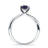 Solitaire Round Split Shank Ring Lab Alexandrite 925 Sterling Silver