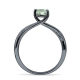 Solitaire Round Split Shank Ring Natural Green Amethyst Prasiolite 925 Sterling Silver