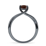 Solitaire Round Split Shank Ring Natural Chocolate Smoky Quartz 925 Sterling Silver