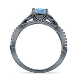 Runder Cetlic Trinity Vintage-Stil natürlicher Aquamarin-Ring aus 925er Sterlingsilber