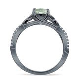 Round Cetlic Trinity Vintage Style Natural Green Amethyst Prasiolite Ring 925 Sterling Silver