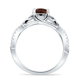 Round Cetlic Trinity Vintage Style Natural Chocolate Smoky Quartz Ring 925 Sterling Silver