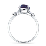 Art Deco Round Butterfly Ring Lab Alexandrite 925 Sterling Silver