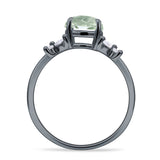 Art Deco Round Butterfly Ring Natural Green Amethyst Prasiolite 925 Sterling Silver