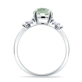 Art Deco Round Butterfly Ring Natural Green Amethyst Prasiolite 925 Sterling Silver