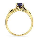 Budding Willow Solitaire Ring Round Lab Alexandrite 925 Sterling Silver