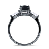 Drei-Stein-Trio-Ring aus natürlichem schwarzem Onyx mit zwei Drachen-CZ-Trio-Ringen aus 925er-Sterlingsilber