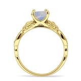 Ring im Vintage-Stil, Sonnenblumen-Marquise, runder natürlicher Mondstein, 925er-Sterlingsilber