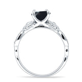 Ring im Vintage-Stil, Sonnenblumen-Marquise, rund, natürlicher schwarzer Onyx, 925er-Sterlingsilber