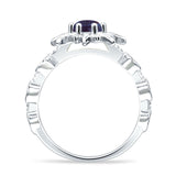 Sun Ring Round Lab Alexandrite 925 Sterling Silver