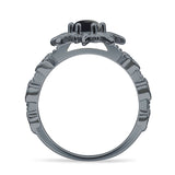 Sonnenring runder natürlicher schwarzer Onyx aus 925er Sterlingsilber