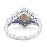 Art Deco Round Natural Smoky Quartz Engagement Ring With CZ Accents