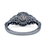 Halo Vintage Style CZ Round Natural Rutilated Quartz Engagement Ring