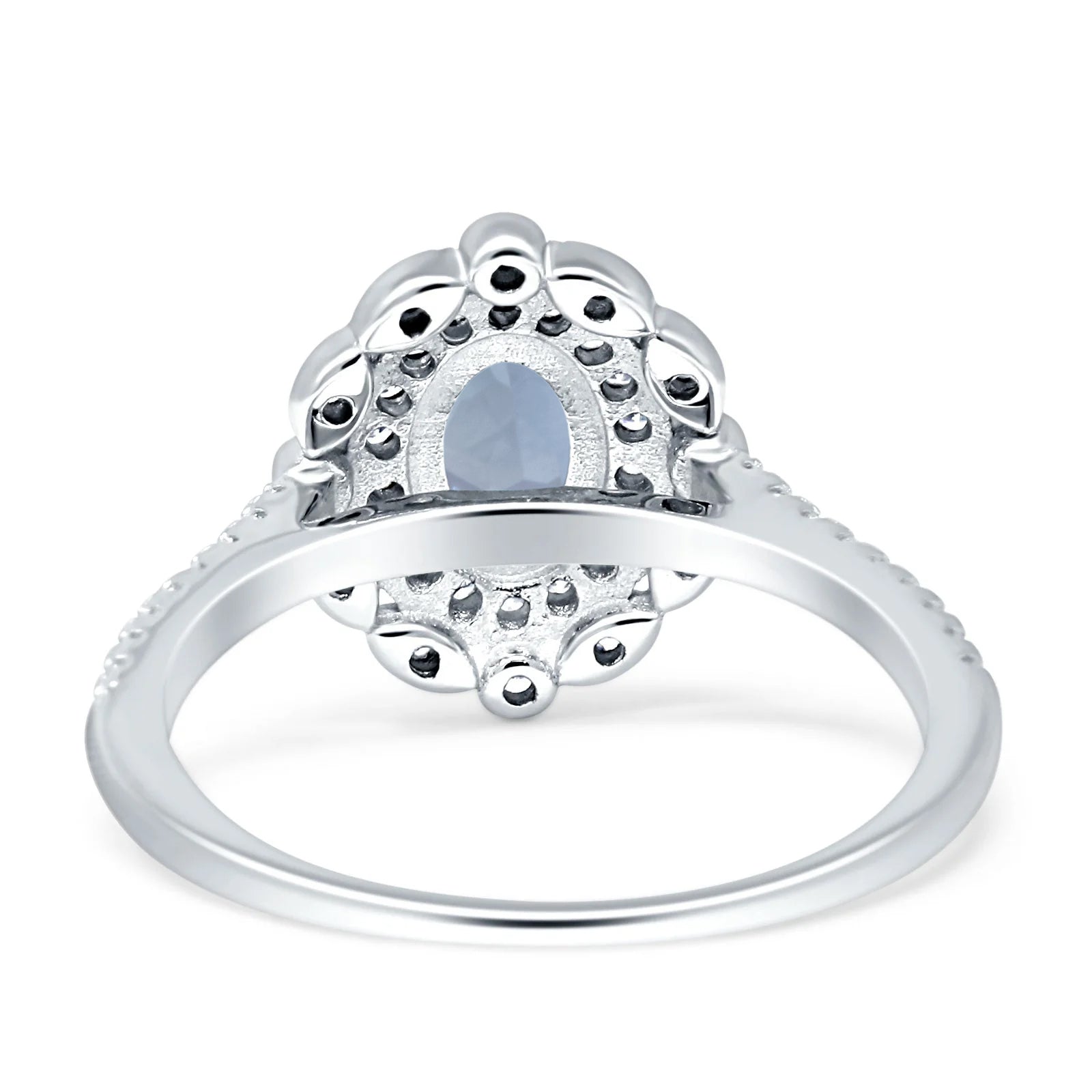 Vintage Style Oval Natural Aquamarine Halo Engagement Ring
