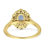 Vintage Style Oval Natural Aquamarine Halo Engagement Ring