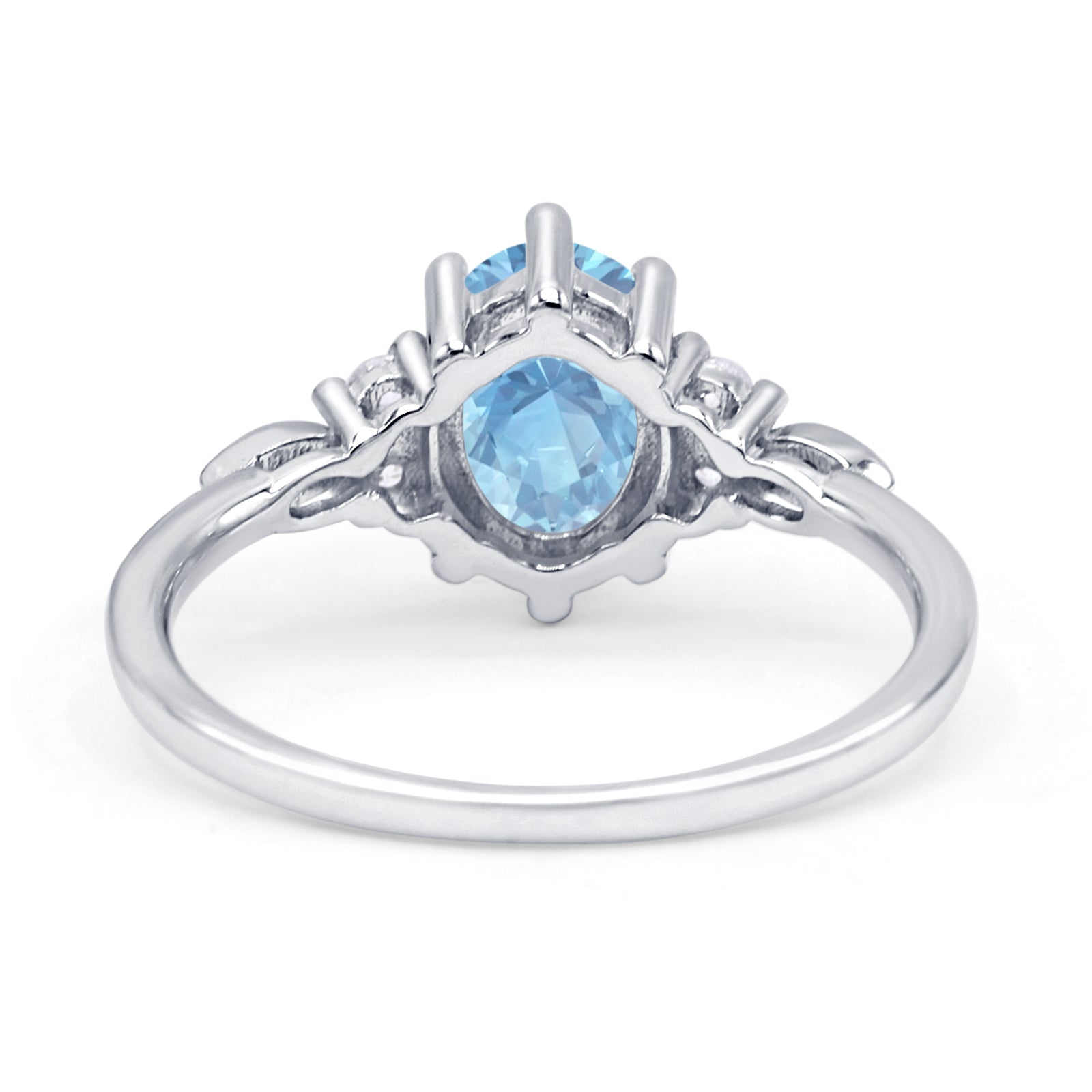 Antique Style Oval Natural Aquamarine Art Deco Engagement Ring